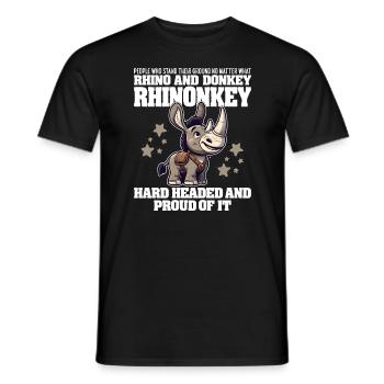 HARTKÖPFIG UND STOLZ DARAUF - NASHORN UND ESEL - Männer T-Shirt - Schwarz - Vorne - AI Model Male 178 light (178cm)