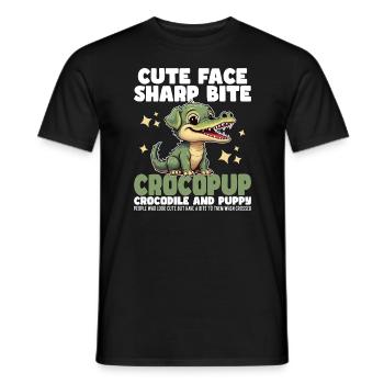 VISAGE MIGNON MORSURE ACÉRÉE - CROCODILE ET CHIOT - T-shirt homme - noir - Devant - AI Model Male 178 light (178cm)