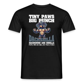 TINY PAWS BIG PUNCH - DACHSHUND AND GORILLA - Men's T-Shirt - black - Front - AI Model Male 178 light (178cm)