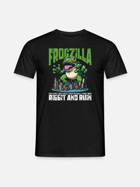 RIBBIT AND RUIN - FROGZILLA - Men's T-Shirt - black