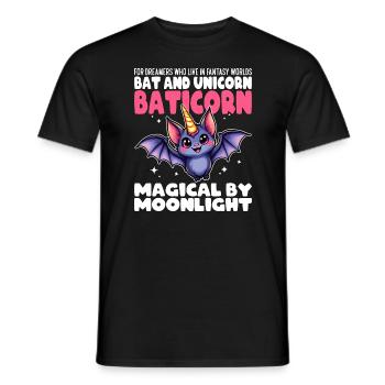 MAGICAL BY MOONLIGHT - BAT AND UNICORN - BATICORN - Men's T-Shirt - black - Front - AI Model Male 178 light (178cm)