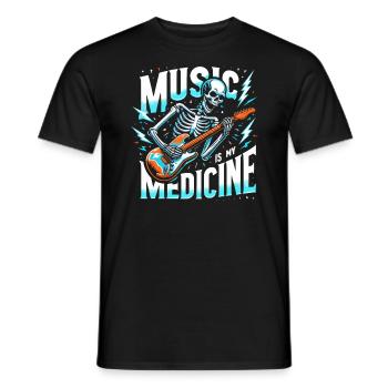 Squelette Guitariste Joueur Bones Guitariste Musicien - T-shirt homme - noir - Devant - AI Model Male 178 light (178cm)