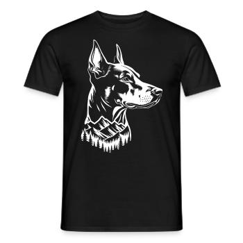 Doberman Dog Mountain - Men's T-Shirt - black - Front - AI Model Male 178 light (178cm)