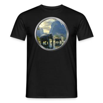 Elephant Animal - 2 - Men's T-Shirt - black - Front - AI Model Male 178 light (178cm)