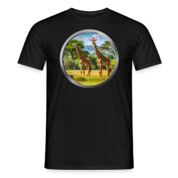 Giraffe Animal - 2 - Men's T-Shirt - black - Front - AI Model Male 178 light (178cm)