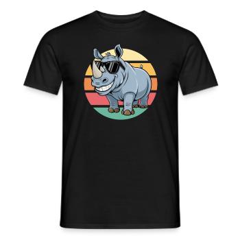 Cool Rhino with Sunglasses Vintage Sunset - Men's T-Shirt - black - Front - AI Model Male 178 light (178cm)