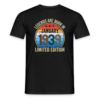 Les légendes sont nées en janvier 1939 Édition limitée - T-shirt homme - noir - Devant - AI Model Male 178 light (178cm)
