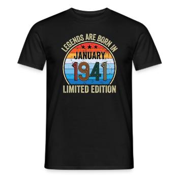 Les légendes sont nées en janvier 1941 Édition limitée - T-shirt homme - noir - Devant - AI Model Male 178 light (178cm)