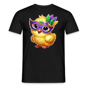 Mardi Gras Chick Cute Chicken Cartoon Design - Men's T-Shirt - black - Front - AI Model Male 178 light (178cm)