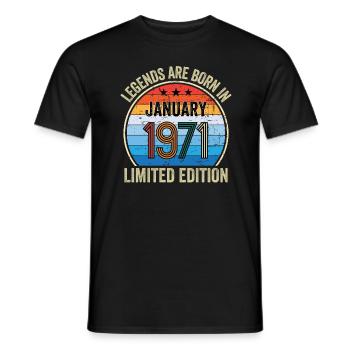 Legends Are Born In January 1971 Limited Edition - Männer T-Shirt - Schwarz - Vorne - AI Model Male 178 light (178cm)