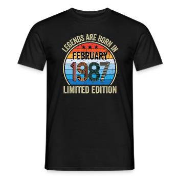 Les légendes sont nées en février 1987 Édition limitée - T-shirt homme - noir - Devant - AI Model Male 178 light (178cm)