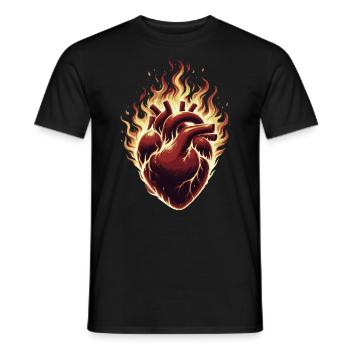 Brennendes Herz in Flammen - Männer T-Shirt - Schwarz - Vorne - AI Model Male 178 light (178cm)