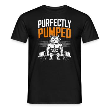 Bodybuilding Cat Fitness Workout Gym Instructor - Men's T-Shirt - black - Front - AI Model Male 178 light (178cm)