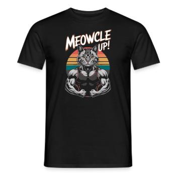 Bodybuilding Cat Fitness Workout Gym Instructor - Men's T-Shirt - black - Front - AI Model Male 178 light (178cm)