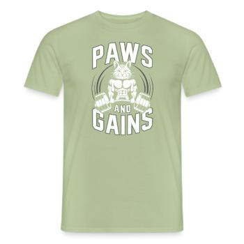 Bodybuilding Katze Fitness Workout Fitnessstudio Trainer - Männer T-Shirt - Sage - Vorne - AI Model Male 178 light (178cm)