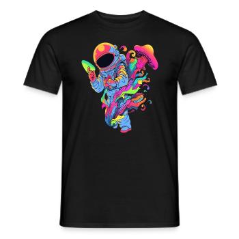 Astronaut EDM Summer Festival Trippy Rave DJ - Men's T-Shirt - black - Front - AI Model Male 178 light (178cm)