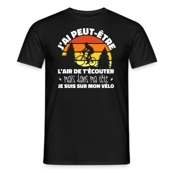 Cyclisme Dans Ma Tête Je suis sur Mon Vélo Humour - T-shirt homme - noir - Devant - AI Model Male 178 light (178cm)