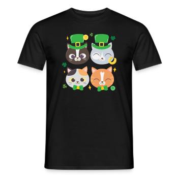 Chat Chaton Fête de la Saint-Patrick - T-shirt homme - noir - Devant - AI Model Male 178 light (178cm)