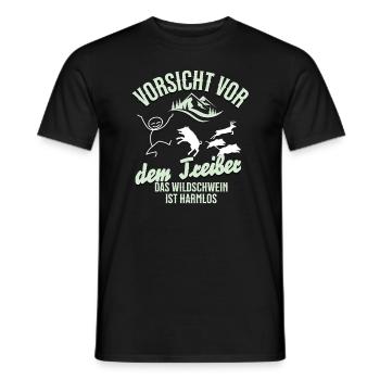 Lustiges Treiber T-Shirt für die Helfer der Jäger - Männer T-Shirt - Schwarz - Vorne - AI Model Male 178 light (178cm)