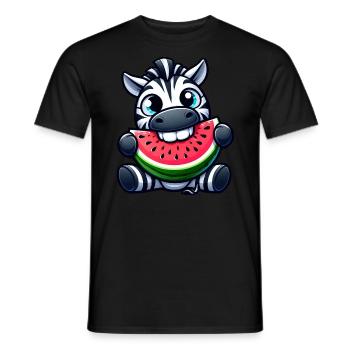 Cute Zebra Cartoon Watermelon Summer Fruit - Men's T-Shirt - black - Front - AI Model Male 178 light (178cm)