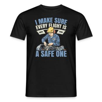 Aircraft Technician Avionics Maintenance Airport - Men's T-Shirt - black - Front - AI Model Male 178 light (178cm)