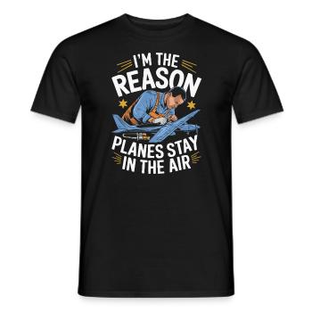 Aircraft Technician Avionics Maintenance Airport - Men's T-Shirt - black - Front - AI Model Male 178 light (178cm)