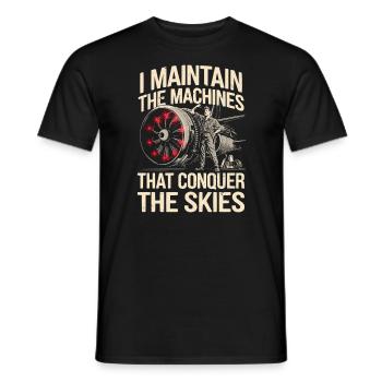 Aircraft Technician Avionics Maintenance Airport - Men's T-Shirt - black - Front - AI Model Male 178 light (178cm)