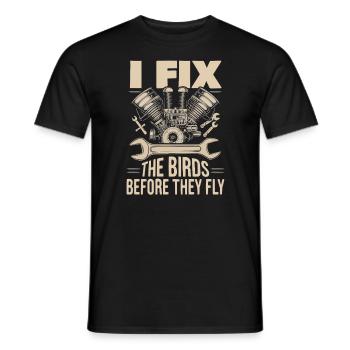 Aircraft Technician Avionics Maintenance Airport - Men's T-Shirt - black - Front - AI Model Male 178 light (178cm)