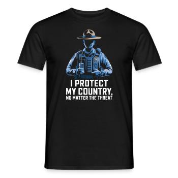 Emplois d’agent des douanes et de la protection des frontières dans les aéroports - T-shirt homme - noir - Devant - AI Model Male 178 light (178cm)