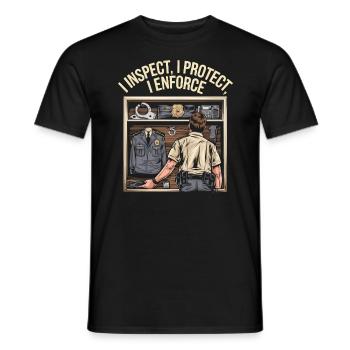 Emplois d’agent des douanes et de la protection des frontières dans les aéroports - T-shirt homme - noir - Devant - AI Model Male 178 light (178cm)