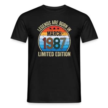 Legends Are Born In March 1987 Edition Limitée - T-shirt homme - noir - Devant - AI Model Male 178 light (178cm)