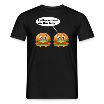Salatfleisch auf dem Tablett lustiges Burger-Wortspiel - Männer T-Shirt - Schwarz - Vorne - AI Model Male 178 light (178cm)