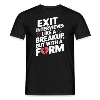 Entretien de départ d’un employé des ressources humaines - T-shirt homme - noir - Devant - AI Model Male 178 light (178cm)