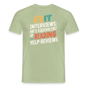 HR Manager Human Resource Employee Exit Interview - Men's T-Shirt - sage - Front - AI Model Male 178 light (178cm)