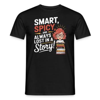 Redhead Bookworm Ginger Hair Reading Books - Men's T-Shirt - black - Front - AI Model Male 178 light (178cm)