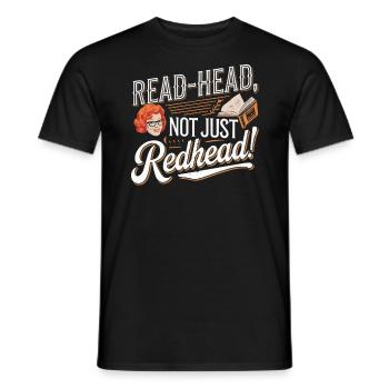 Redhead Bookworm Ginger Hair Reading Books - Men's T-Shirt - black - Front - AI Model Male 178 light (178cm)