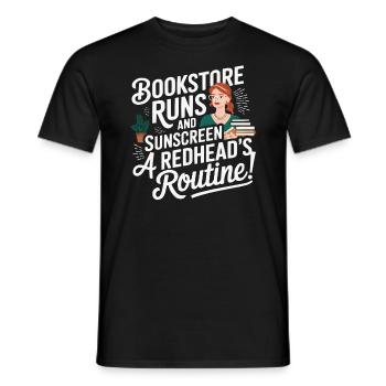 Redhead Bookworm Ginger Hair Reading Books - Men's T-Shirt - black - Front - AI Model Male 178 light (178cm)