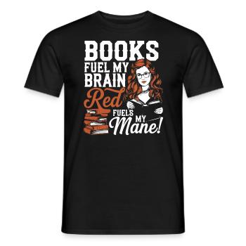 Redhead Bookworm Ginger Hair Reading Books - Men's T-Shirt - black - Front - AI Model Male 178 light (178cm)