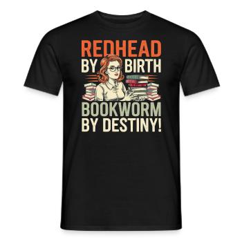 Redhead Bookworm Ginger Hair Reading Books - Men's T-Shirt - black - Front - AI Model Male 178 light (178cm)