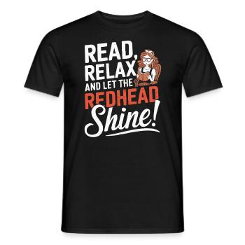 Redhead Bookworm Ginger Hair Reading Books - Men's T-Shirt - black - Front - AI Model Male 178 light (178cm)