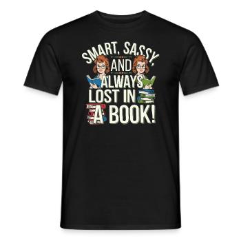 Redhead Bookworm Ginger Hair Reading Books - Men's T-Shirt - black - Front - AI Model Male 178 light (178cm)