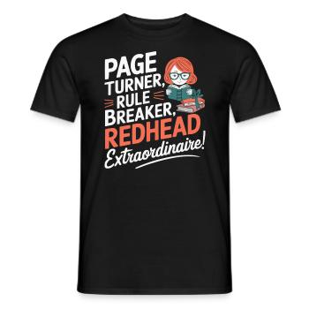 Redhead Bookworm Ginger Hair Reading Books - Men's T-Shirt - black - Front - AI Model Male 178 light (178cm)