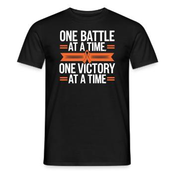 Orange Ribbon Acute Myeloid Leukemia Awareness - Men's T-Shirt - black - Front - AI Model Male 178 light (178cm)