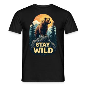 Ours Restez sauvage - T-shirt homme - noir - Devant - AI Model Male 178 light (178cm)