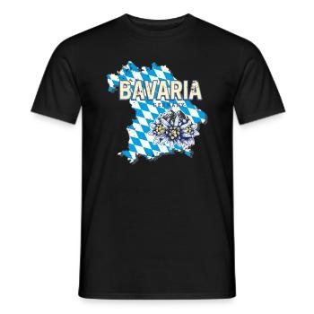 Bavière Allemagne Carte Edelweiss Souvenir - T-shirt homme - noir - Devant - AI Model Male 178 light (178cm)