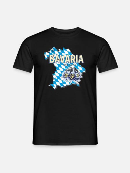 Bayern Deutschland Landkarte Edelweiß Souvenir - Männer T-Shirt - Schwarz