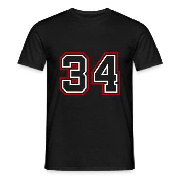 34 Number number - Men's T-Shirt - black - Front - AI Model Male 178 light (178cm)