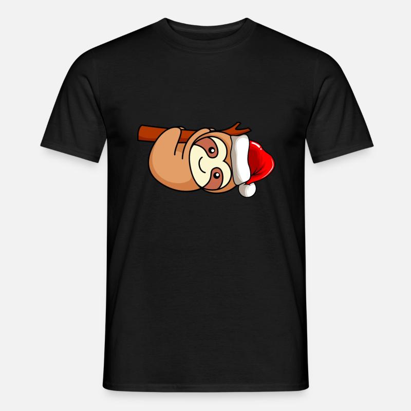 Faultier Comic Weihnachten - Männer T-Shirt - Schwarz
