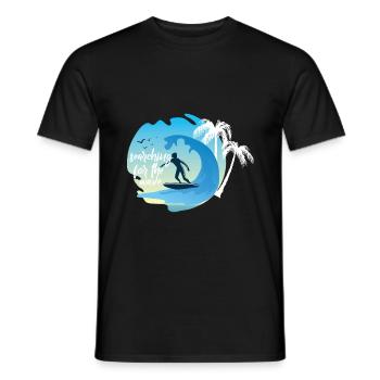 Surfing surfer wave rider wave wave surfboard - Men's T-Shirt - black - Front - AI Model Male 178 light (178cm)