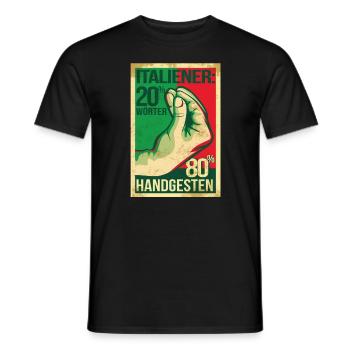 Italiener Handgesten Handschellen Geschenk - Männer T-Shirt - Schwarz - Vorne - AI Model Male 178 light (178cm)